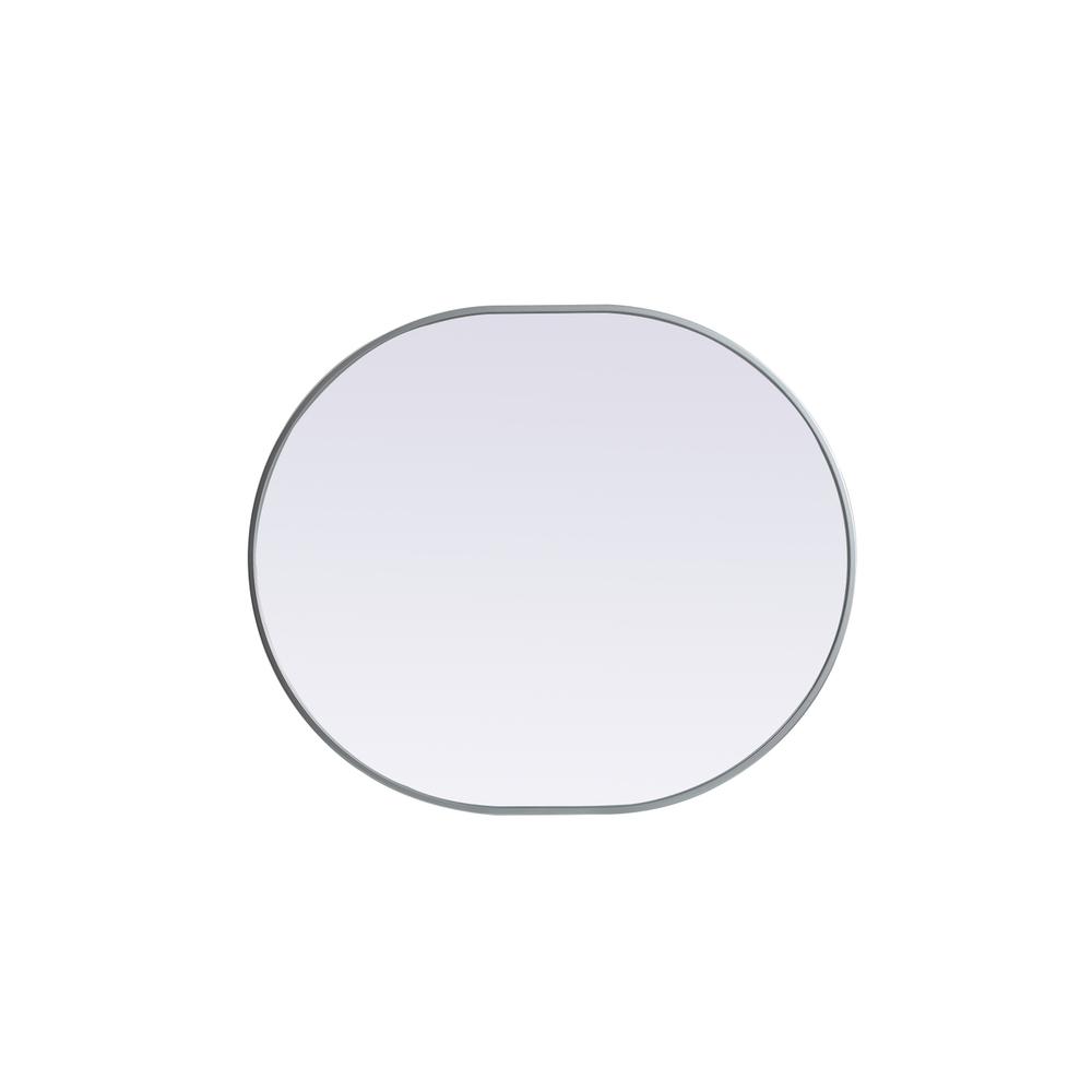 Metal Frame Oval Mirror 30x36 Inch in Silver. Picture 8