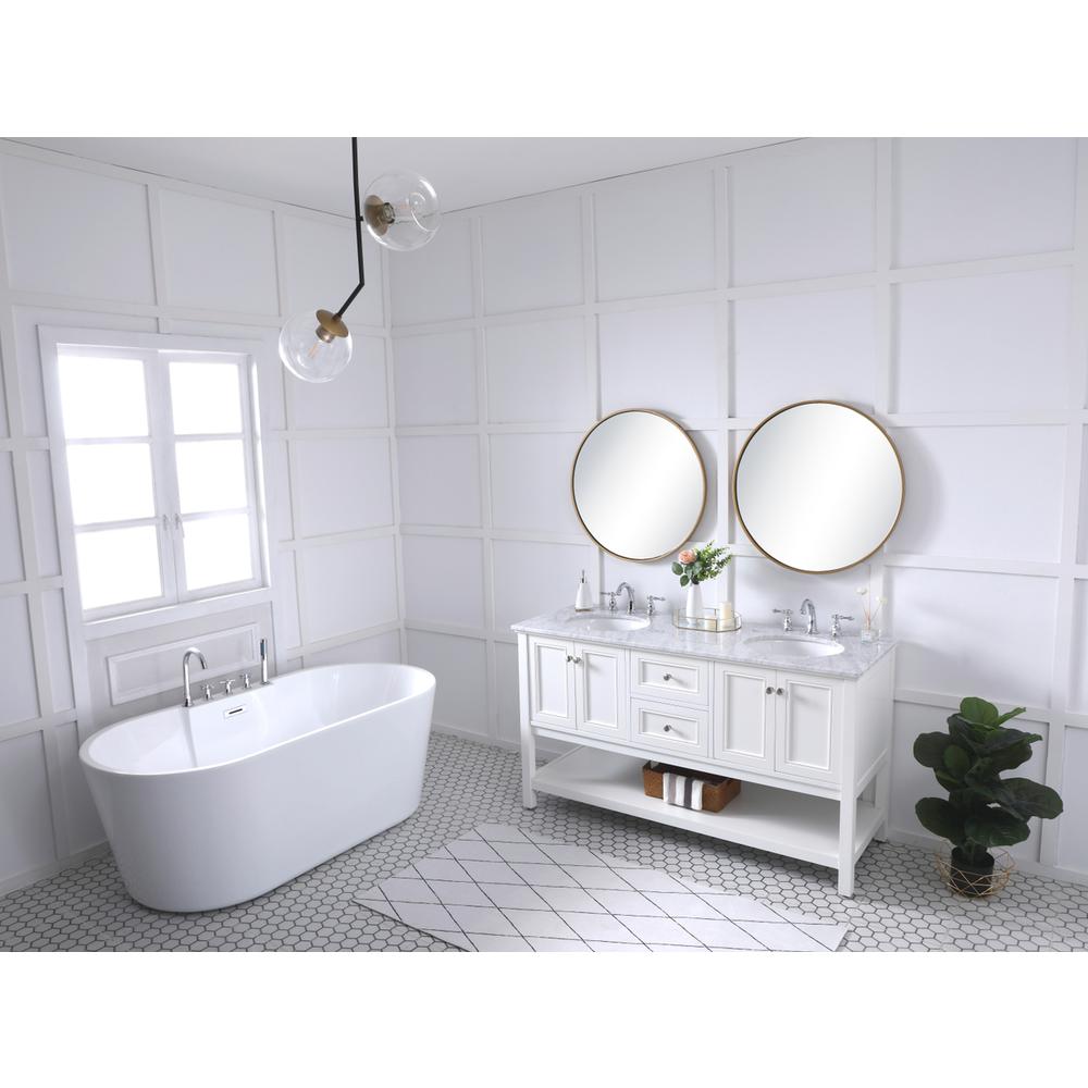 60 in. double sink bathroom vanity set in White. Picture 12