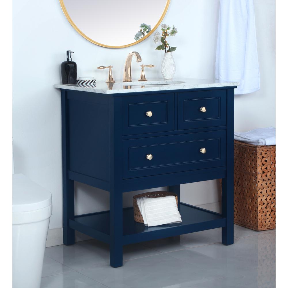 30 inch Single bathroom vanity in Blue. Picture 3