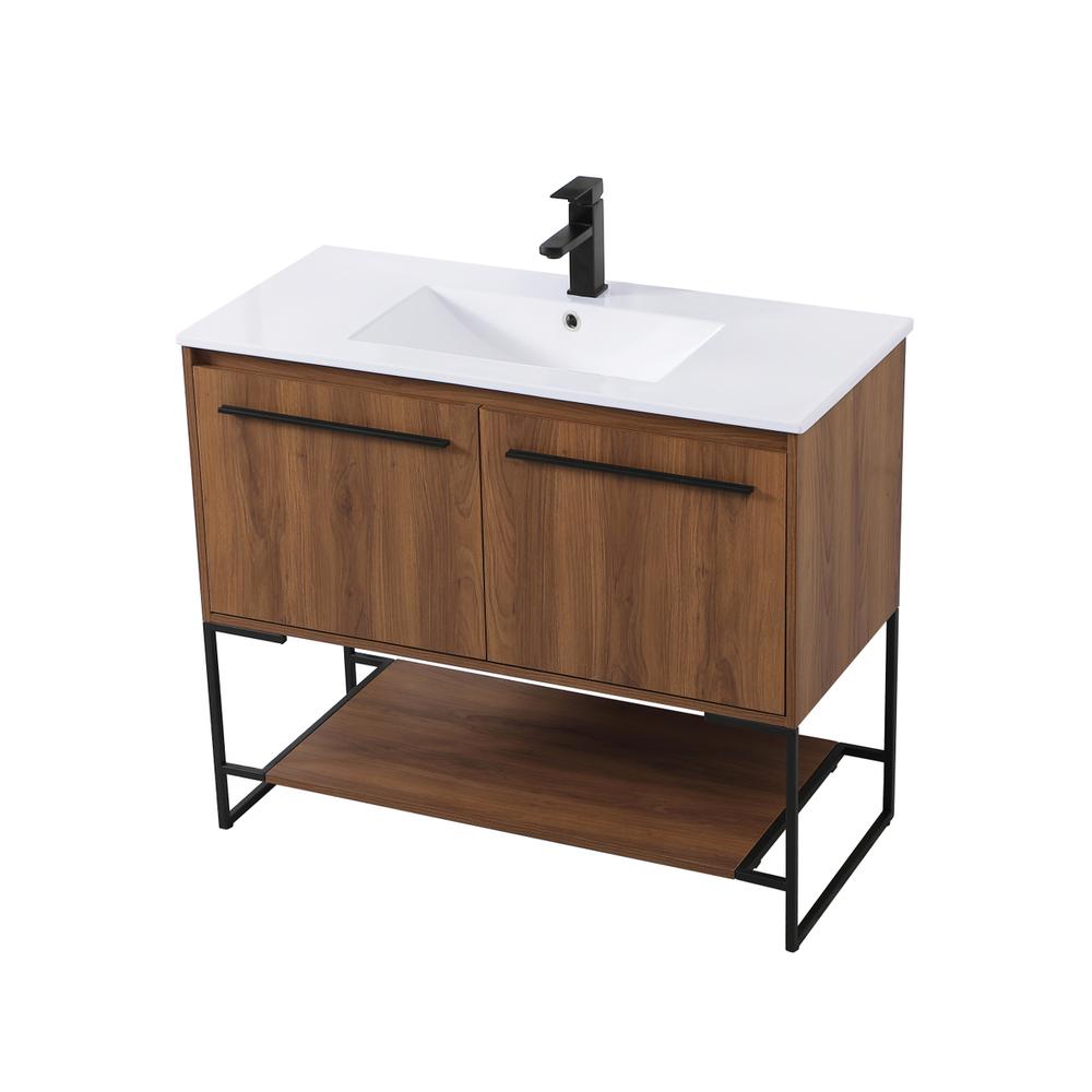 40 inch  Single Bathroom Vanity in Walnut Brown. Picture 8