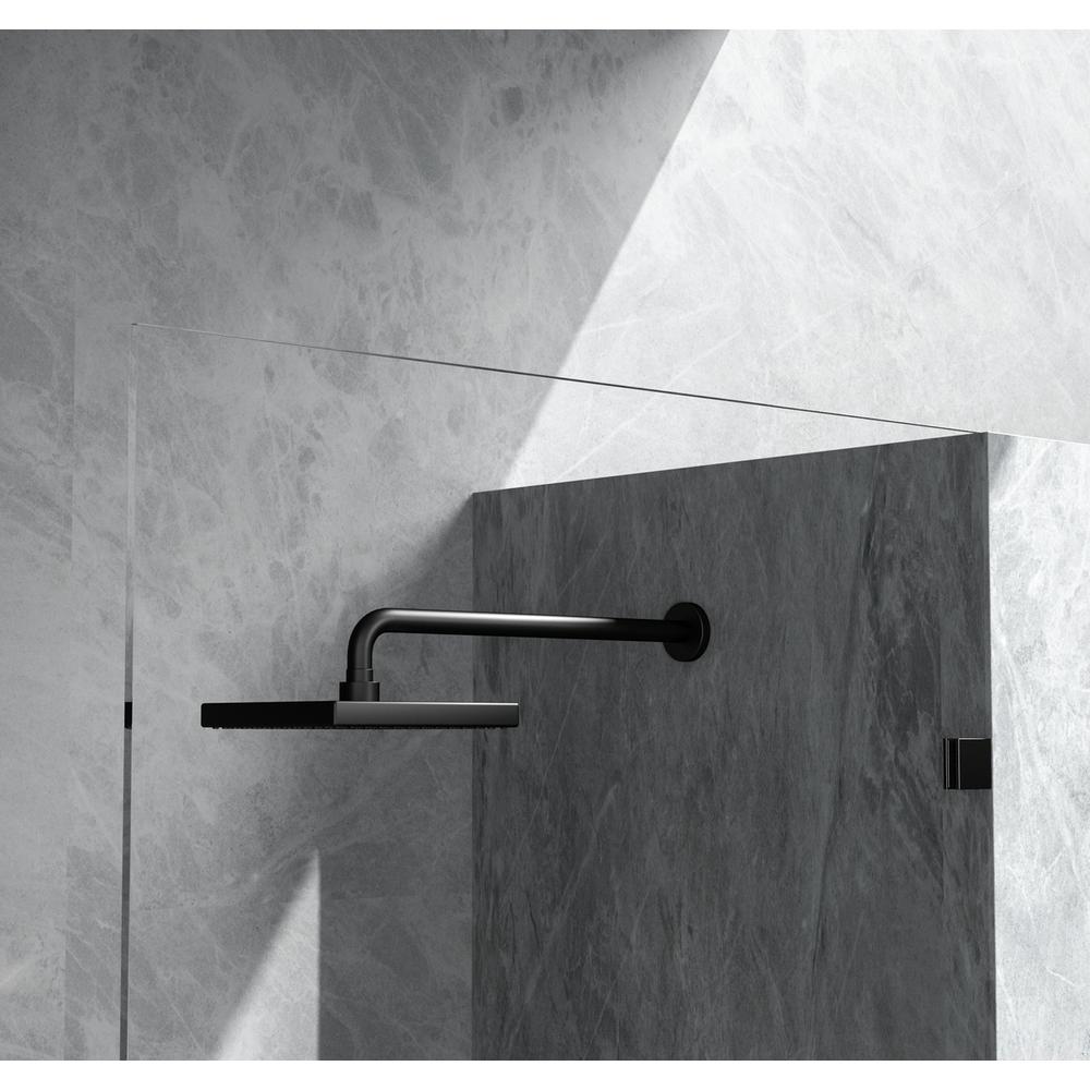 Fixed frameless shower door 35 x 78 Matte Black. Picture 5