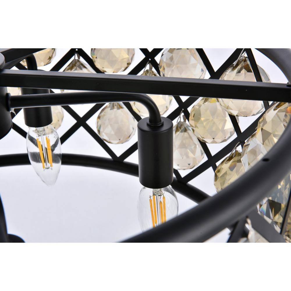 Madison 5 light Matte Black Chandelier Golden Teak (Smoky) Royal Cut Crystal. Picture 4