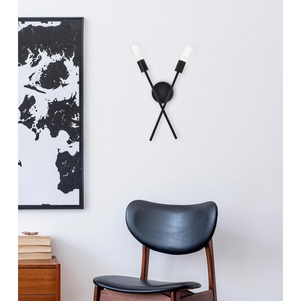 Armin 2 lights wall sconce in black. Picture 6