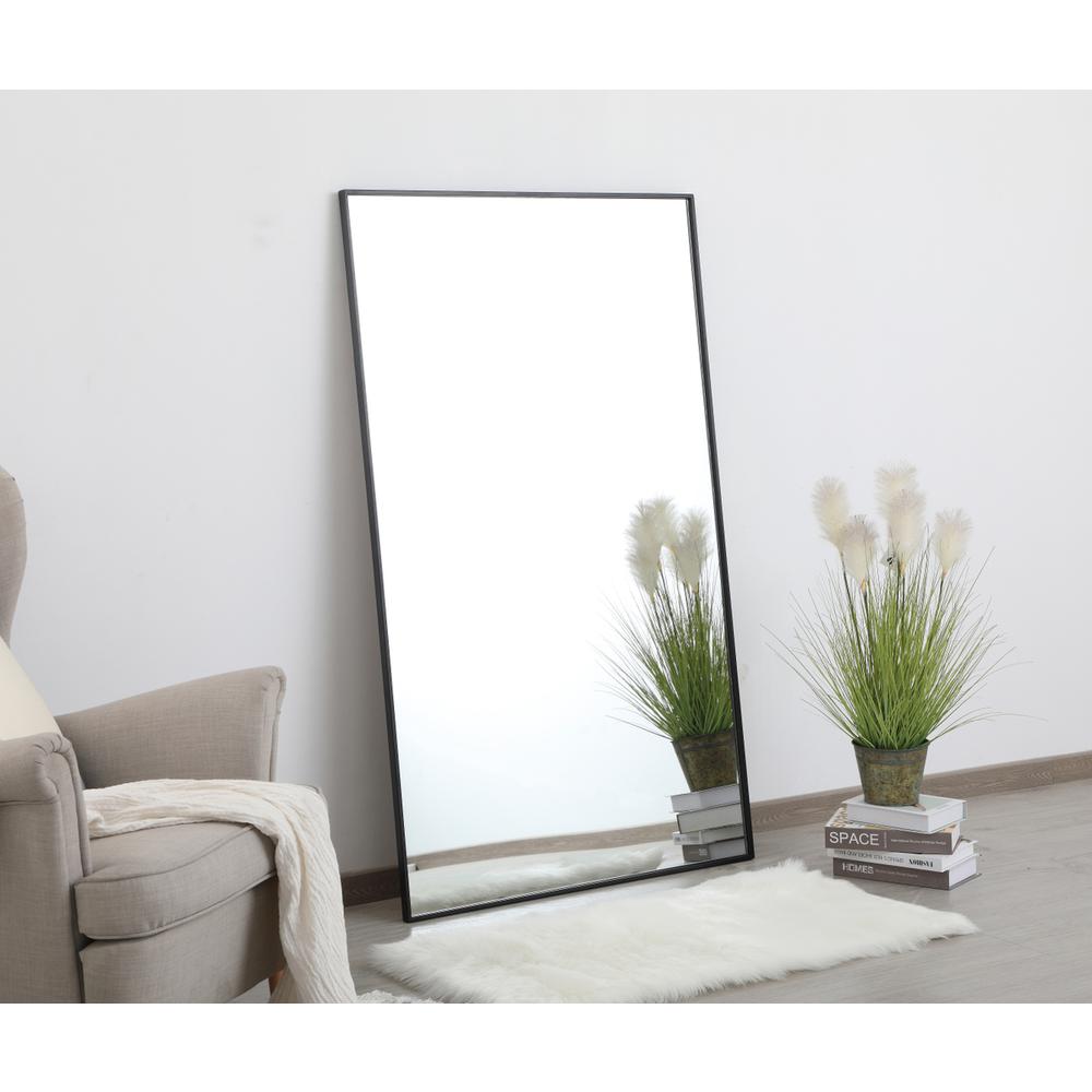 Metal frame rectangle mirror 36 inch in Black. Picture 2