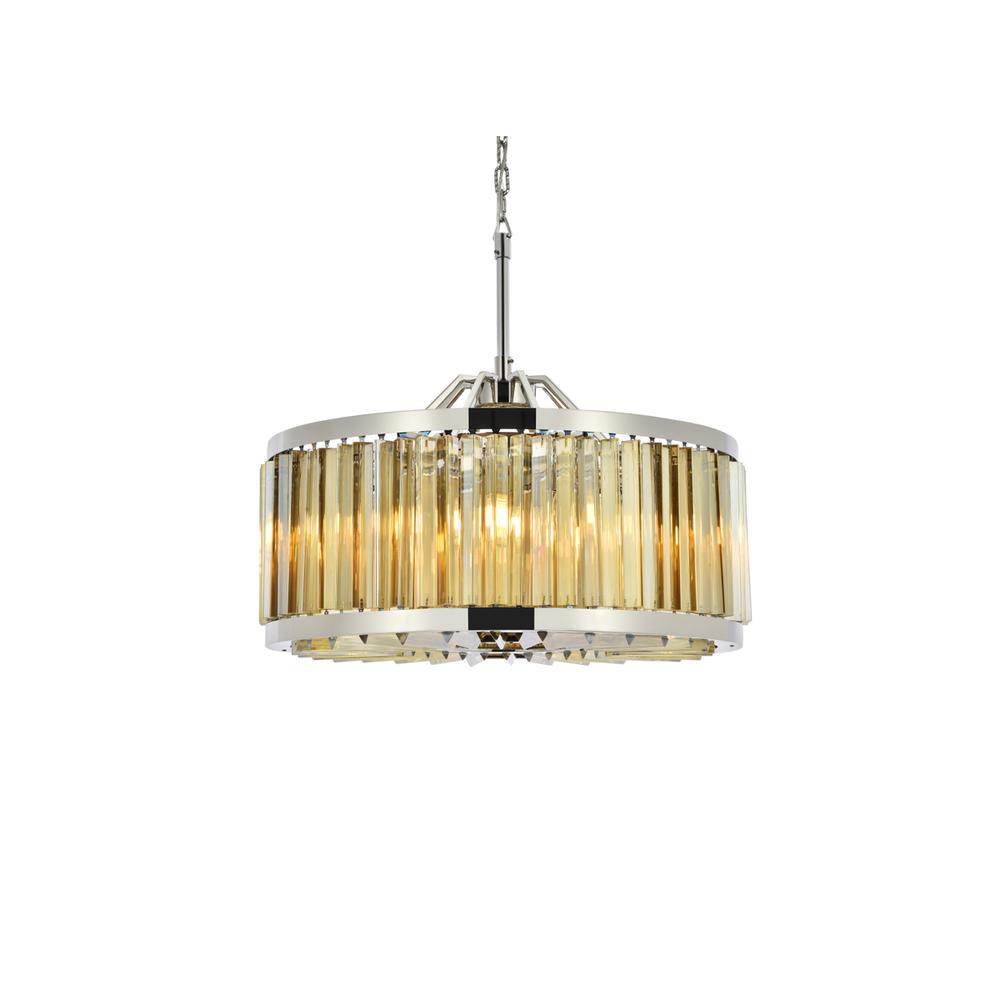 Chelsea 8 light polished nickel Chandelier Golden Teak (Smoky) Royal Cut Crystal. Picture 2