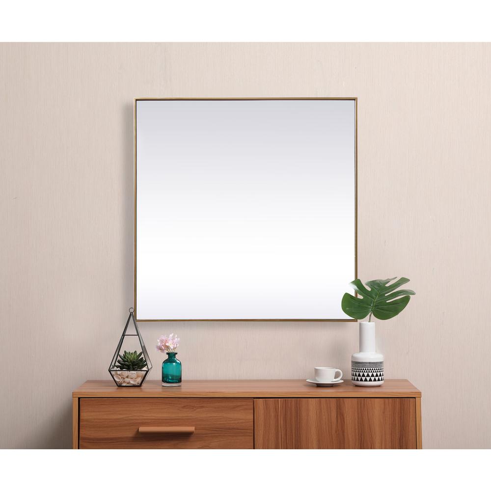 Metal Frame Square Mirror 42 inch in Brass. Picture 3