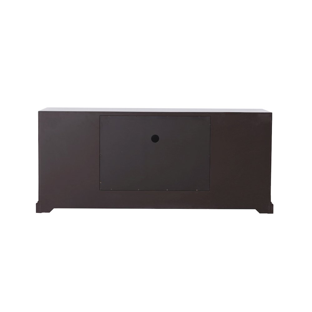 60 In. Mirrored Tv Stand With Wood Fireplace Insert In Dark Walnut. Picture 10