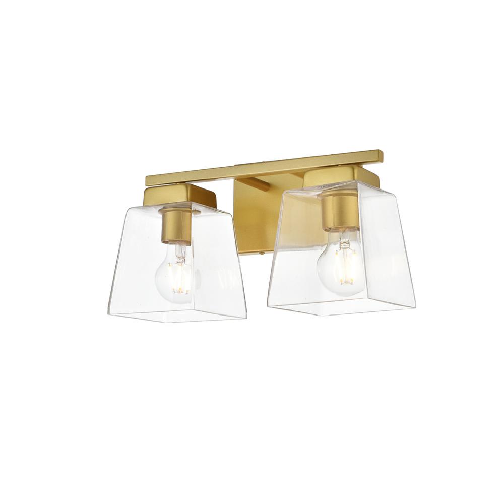 Merrick 2 light Brass and Clear Bath Sconce. Picture 2
