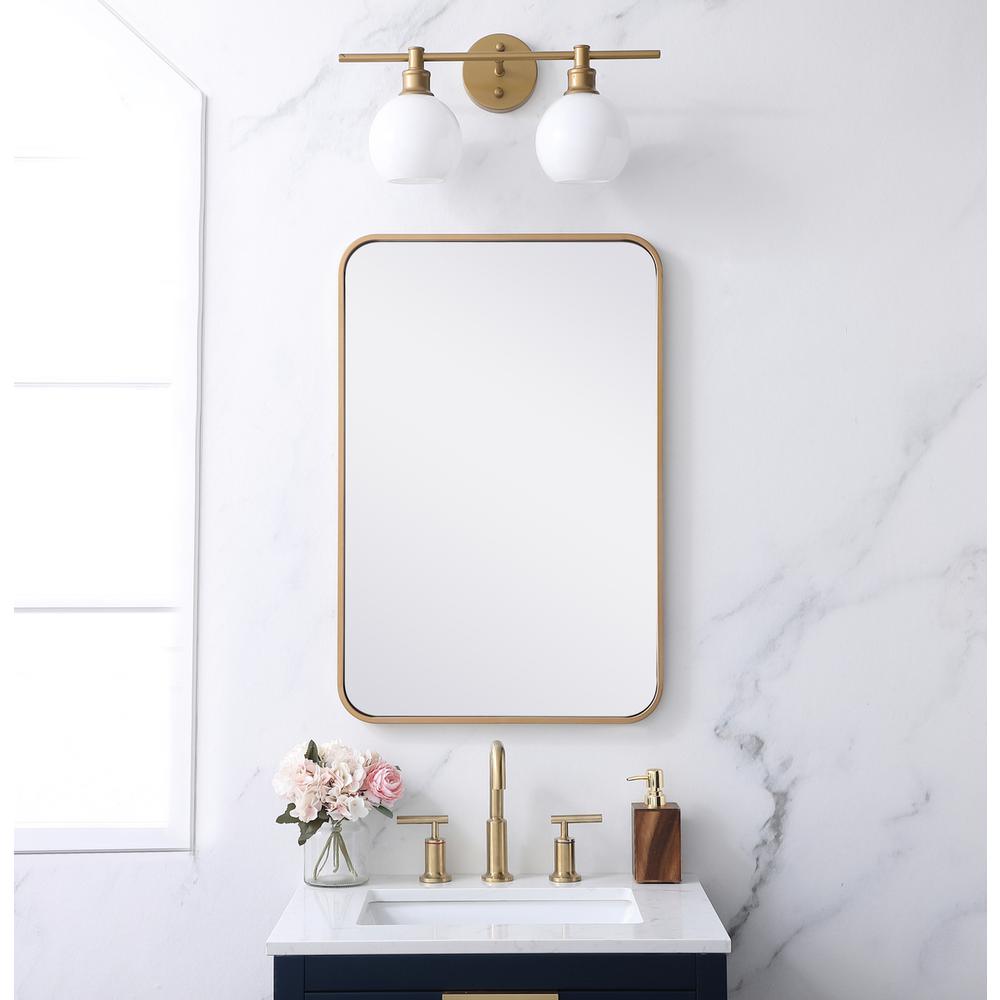 Soft corner metal rectangular mirror 20x30 inch in  Brass. Picture 9