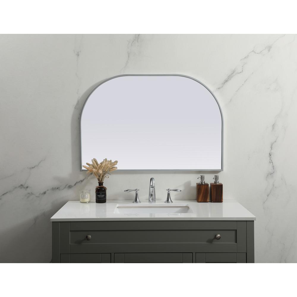 Metal Frame Arch Mirror 36x24 Inch in Silver. Picture 9