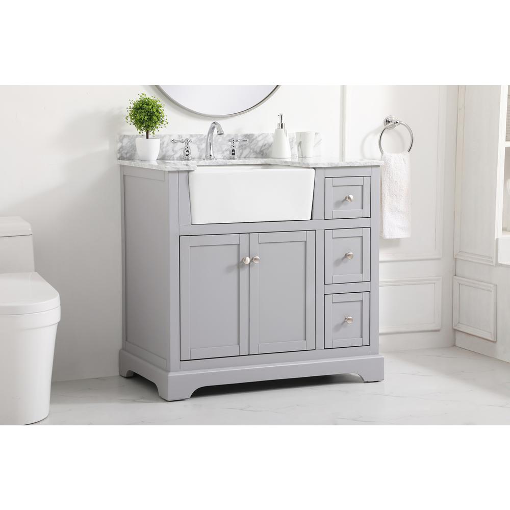 36 inch Single bathroom vanity in grey with backsplash. Picture 2