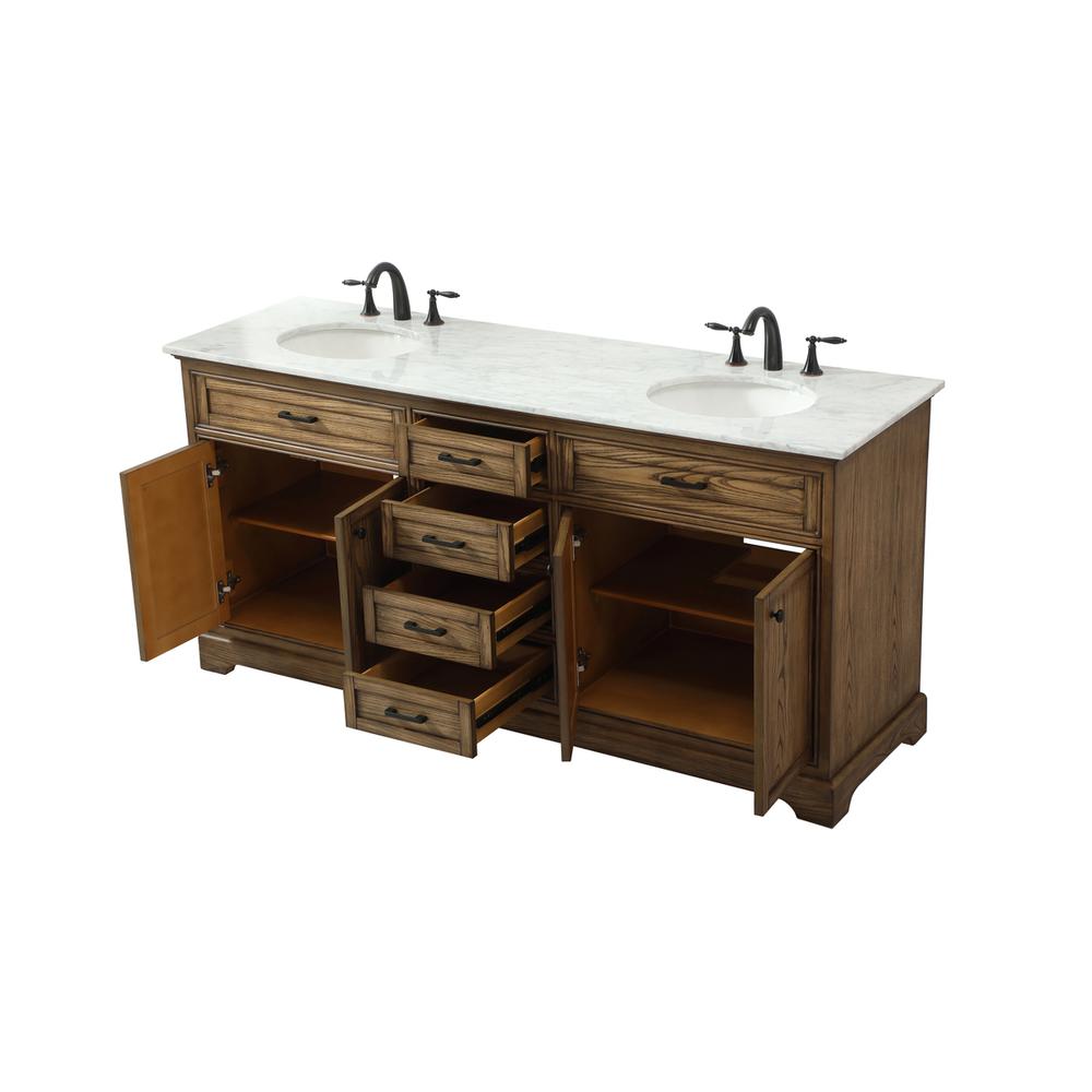 72 inch double bathroom vanity in driftwood. Picture 9