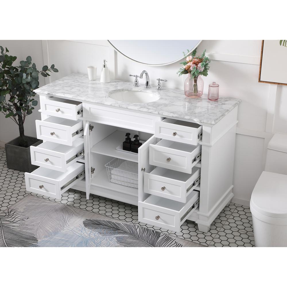 60 inch Single Bathroom Vanity set in White. Picture 3