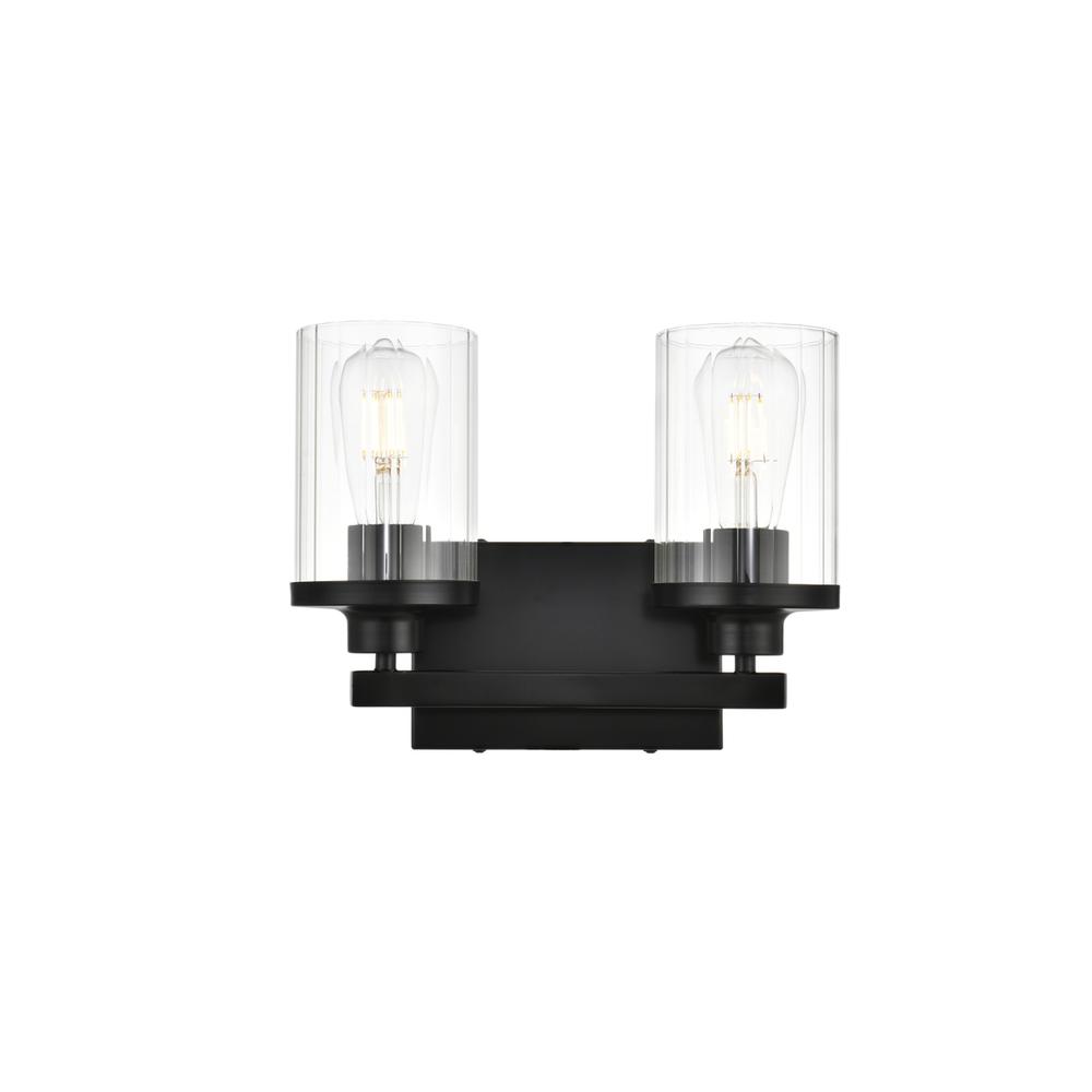 Saanvi 2 light Black and Clear Bath Sconce. Picture 1