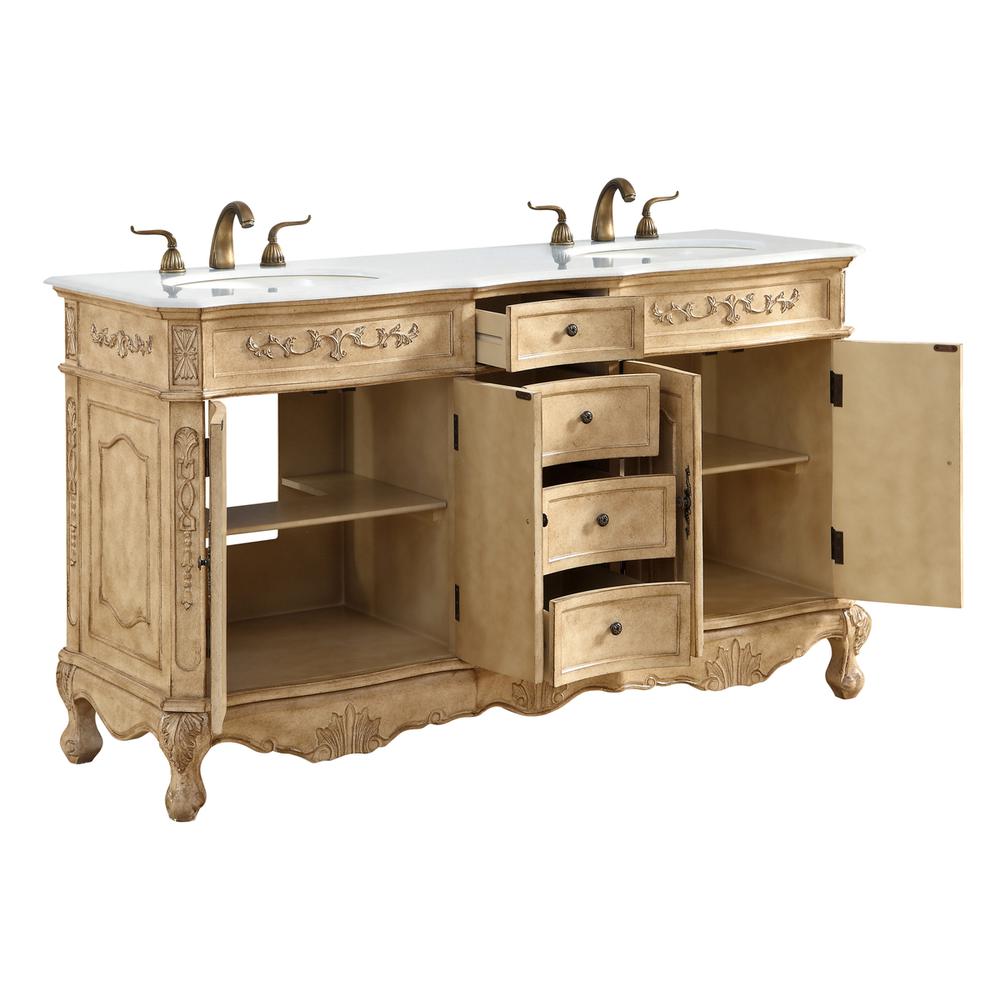 60 inch Double Bathroom vanity in Antique Beige. Picture 3