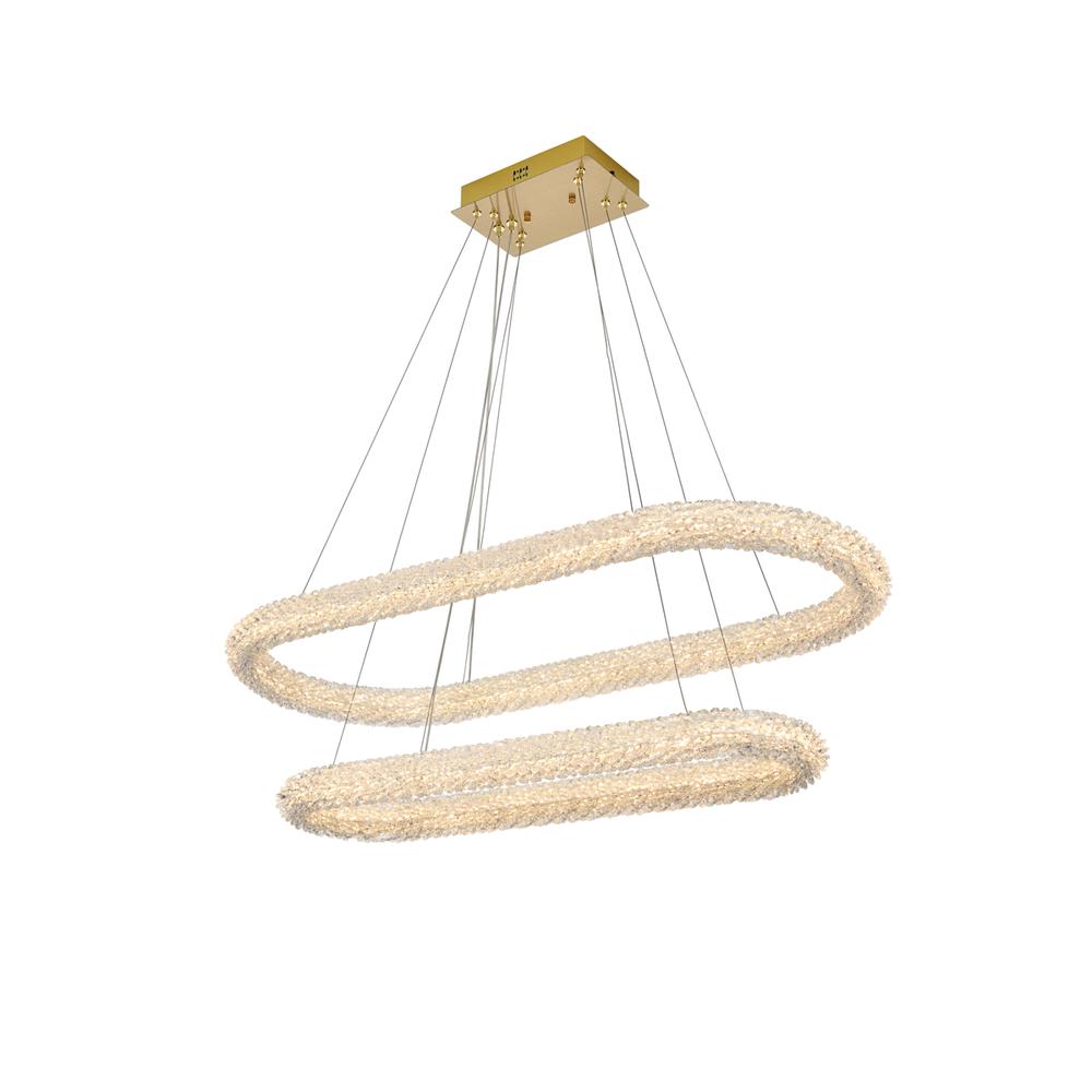 Bowen 42 inch Adjustable LED Chandelier in Satin Gold. Picture 1
