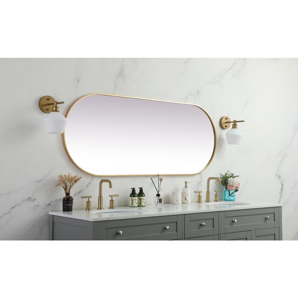 Metal Frame Oval Mirror 24x60 Inch in Brass. Picture 4