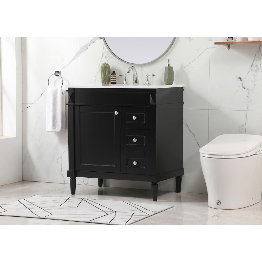 32 inch Single bathroom vanity in black. Picture 2