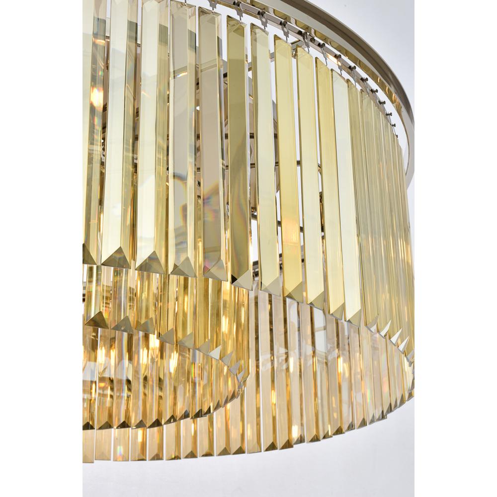 Sydney 10 light polished nickel Chandelier Golden Teak (Smoky) Royal Cut Crystal. Picture 5