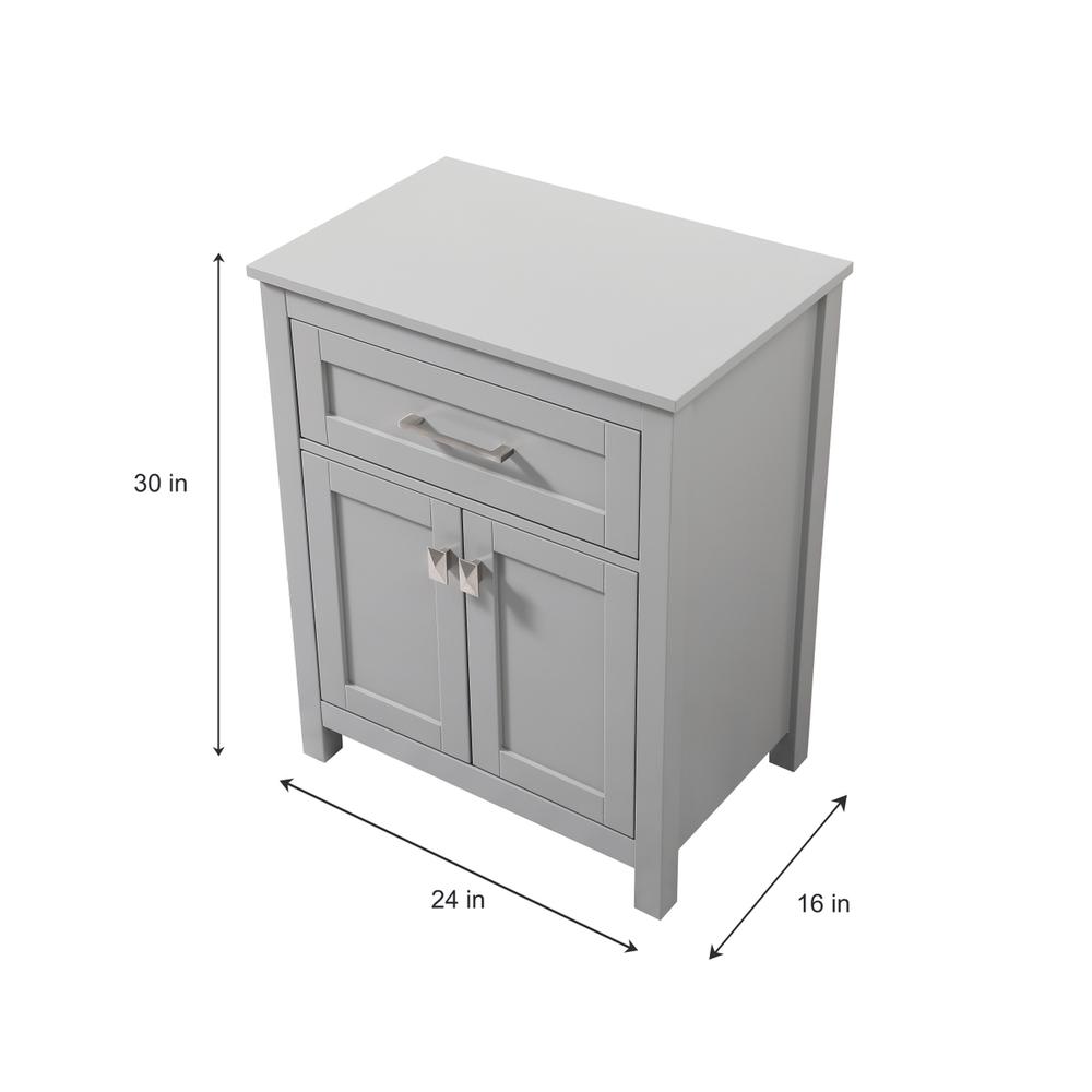 24 Inch Wide Bathroom Storage Freestanding Cabinet In Grey. Picture 7