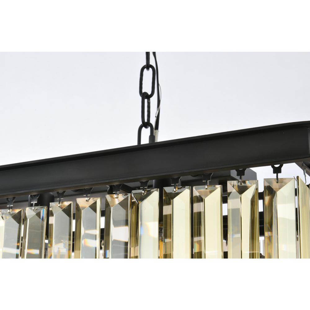 Sydney 12 light Matte Black Chandelier Golden Teak (Smoky) Royal Cut Crystal. Picture 5