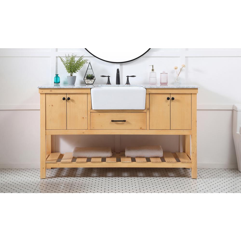 60 inch Single bathroom vanity in natural wood. Picture 14