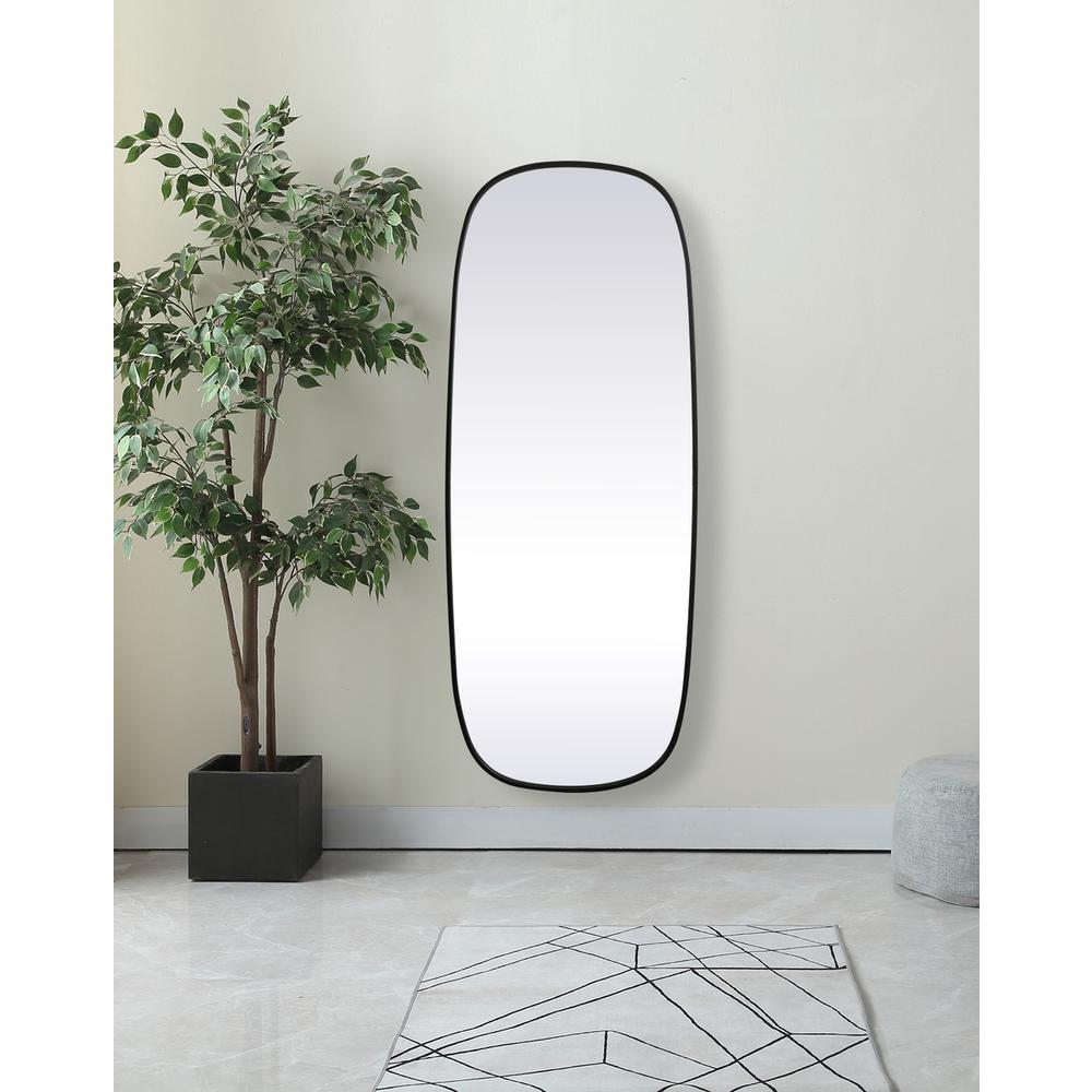 Metal Frame Oval Mirror 24x60 Inch in Black. Picture 11
