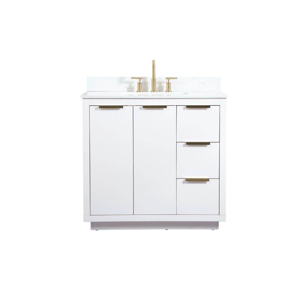 36 inch Single bathroom vanity in white with backsplash. Picture 1