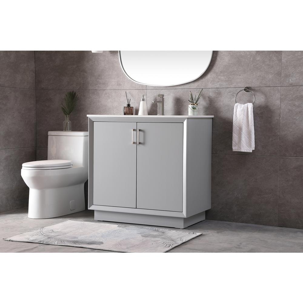 36 Inch SIngle Bathroom Vanity In Grey. Picture 2