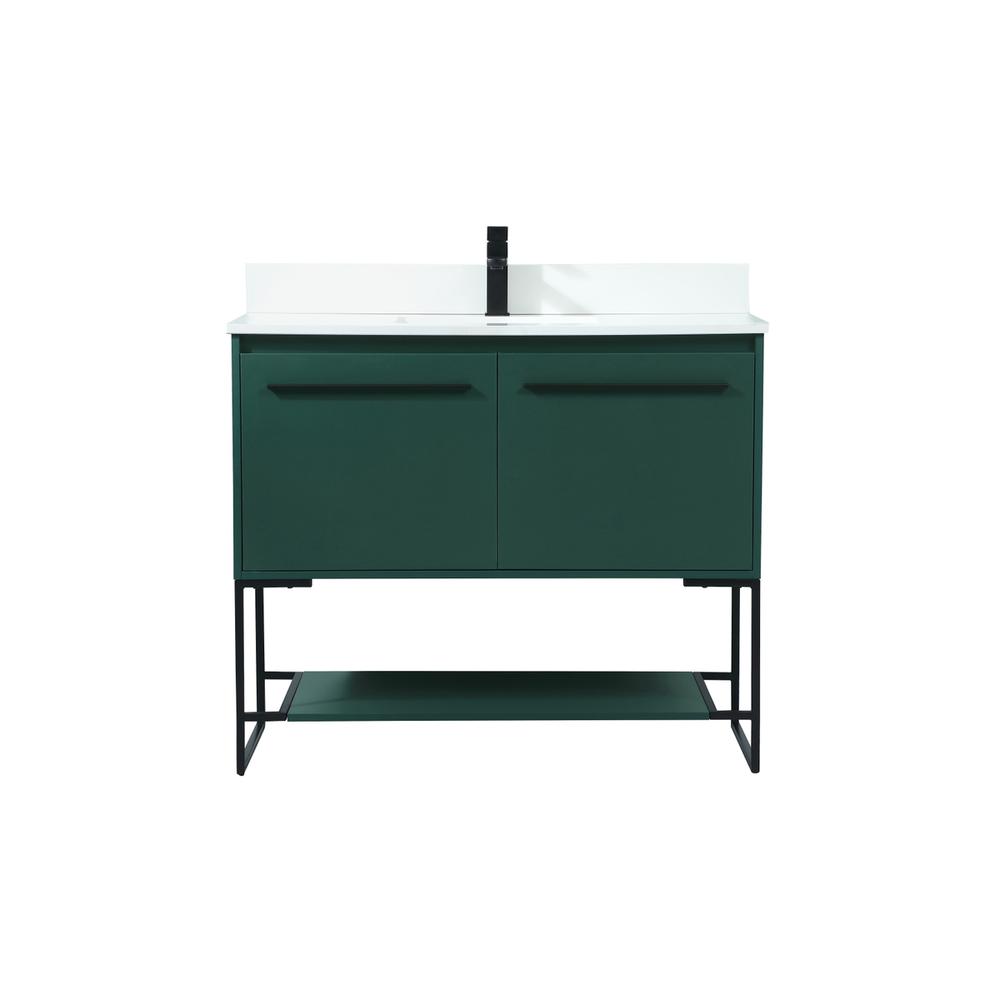 40 inch Single bathroom vanity in green with backsplash. Picture 1