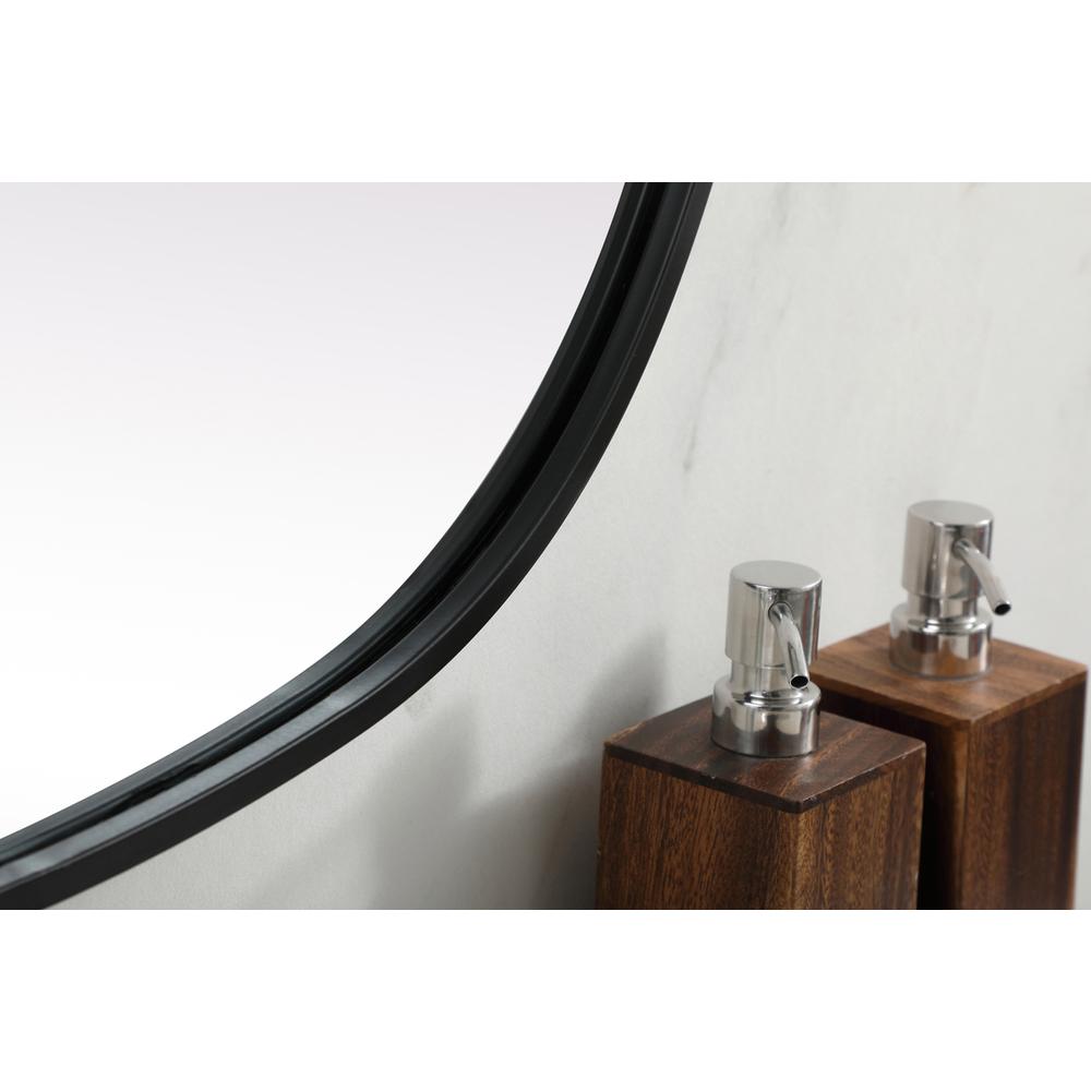 Metal Frame Oval Mirror 27x40 Inch in Black. Picture 6