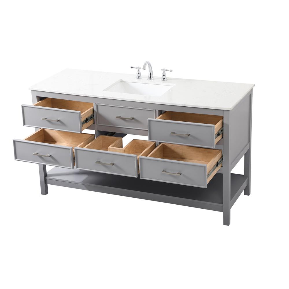 60 inch Single bathroom vanity in gray. Picture 9