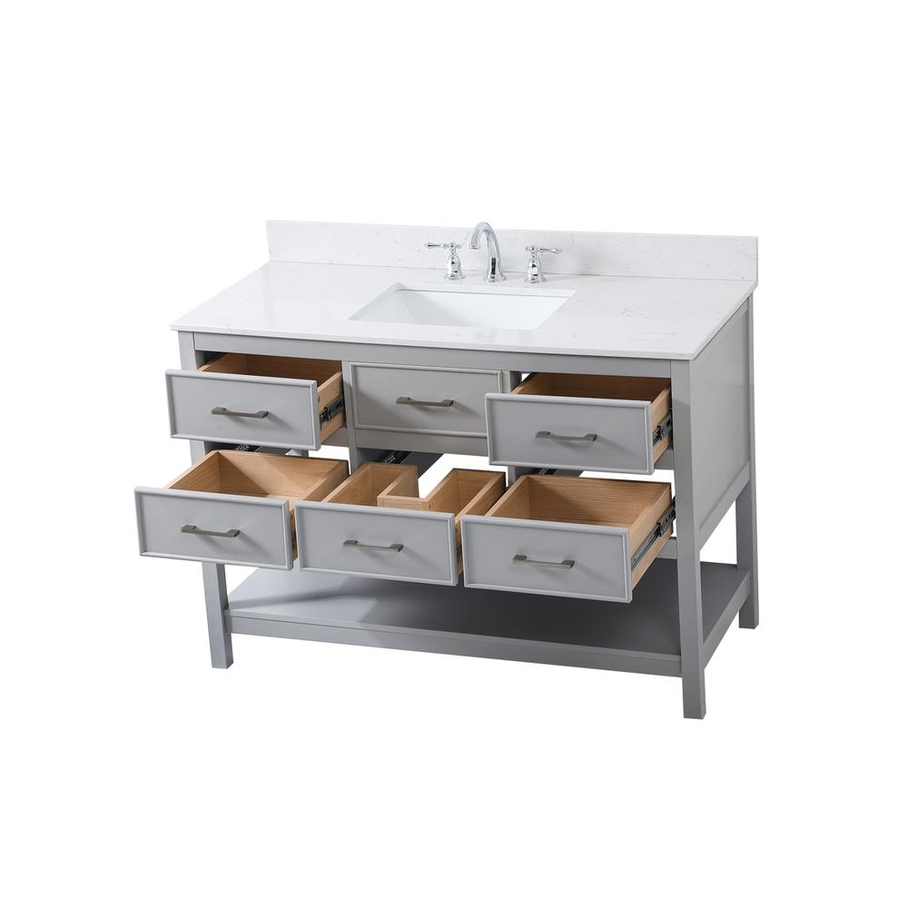 48 inch Single bathroom vanity in gray with backsplash. Picture 9