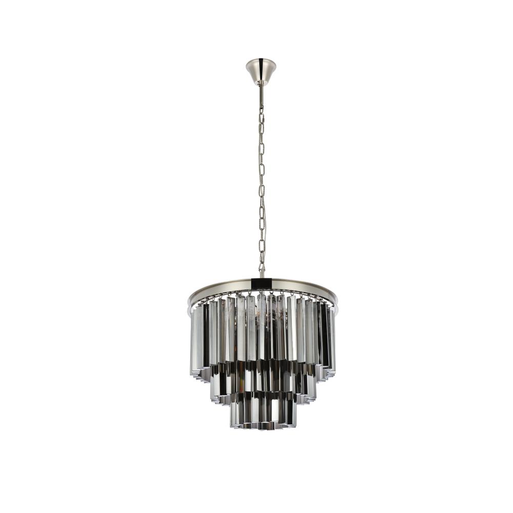 Sydney 9 light polished nickel Chandelier Silver Shade (Grey) Royal Cut Crystal. Picture 6
