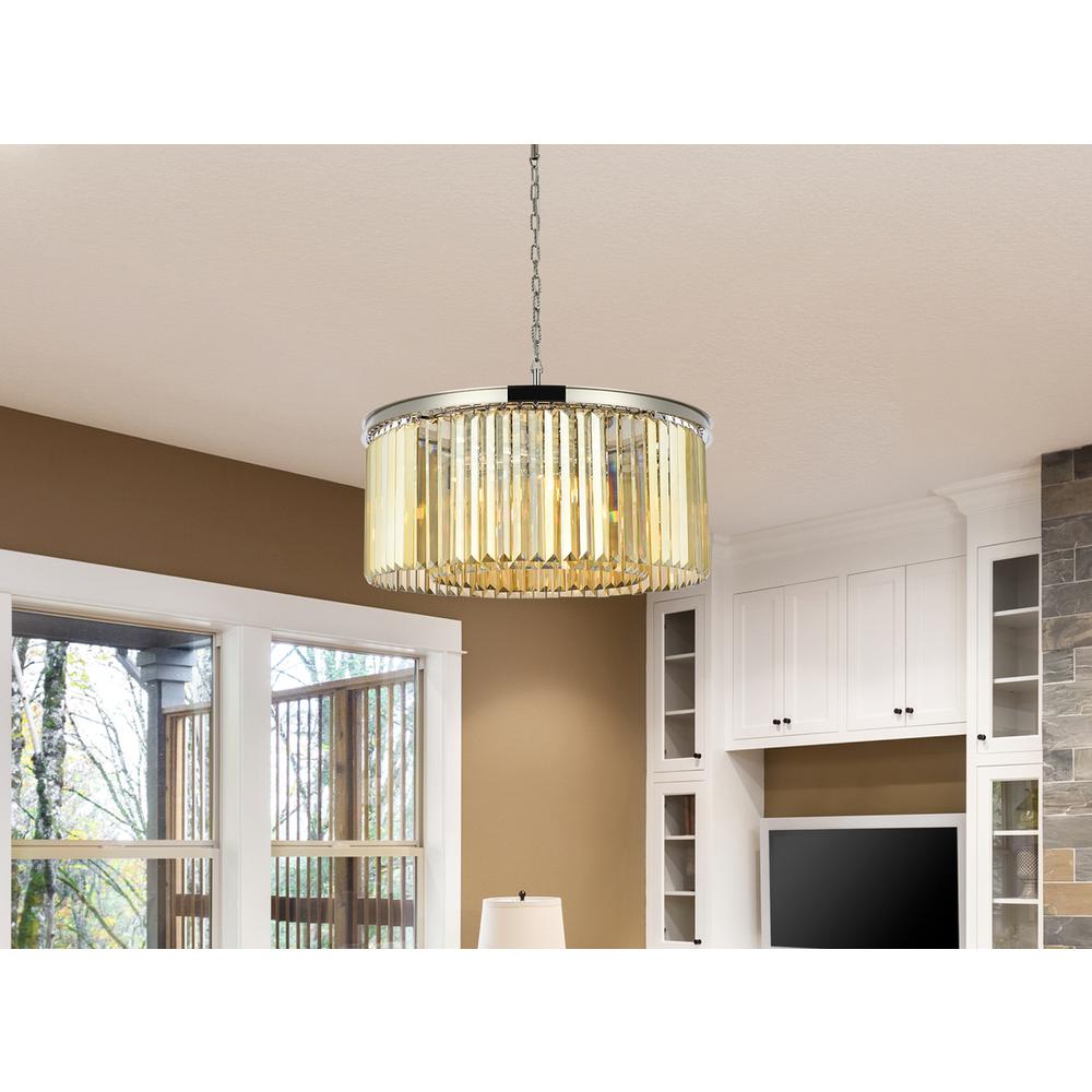 Sydney 8 light polished nickel Chandelier Golden Teak (Smoky) Royal Cut Crystal. Picture 8