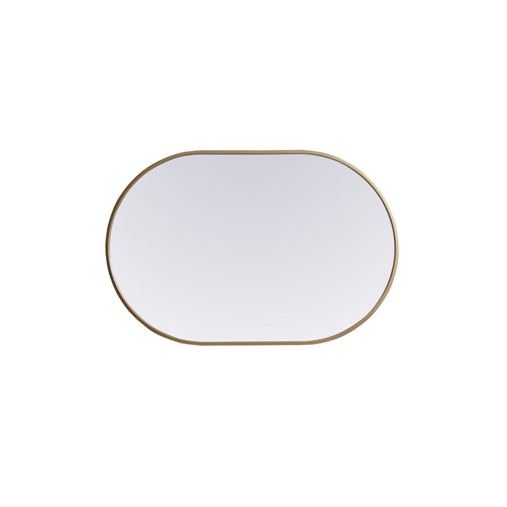 Metal Frame Oval Mirror 24x36 Inch in Brass. Picture 8