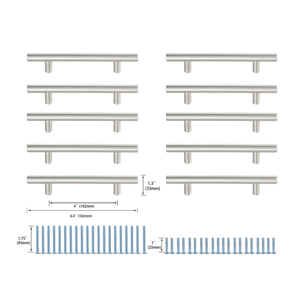 Quinn 4" Center to Center Brushed Nickel Bar Pull Multipack (set of 10). Picture 5