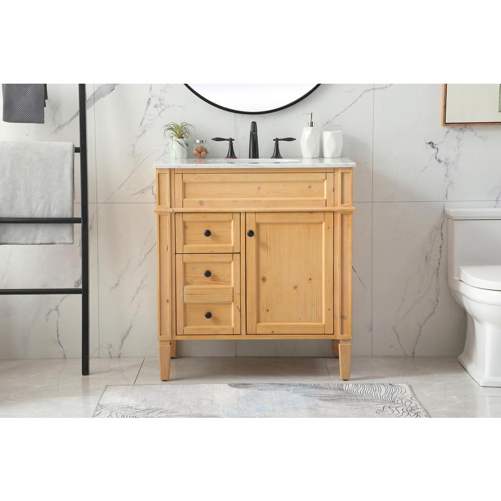 32 inch Single bathroom vanity in natural wood. Picture 14