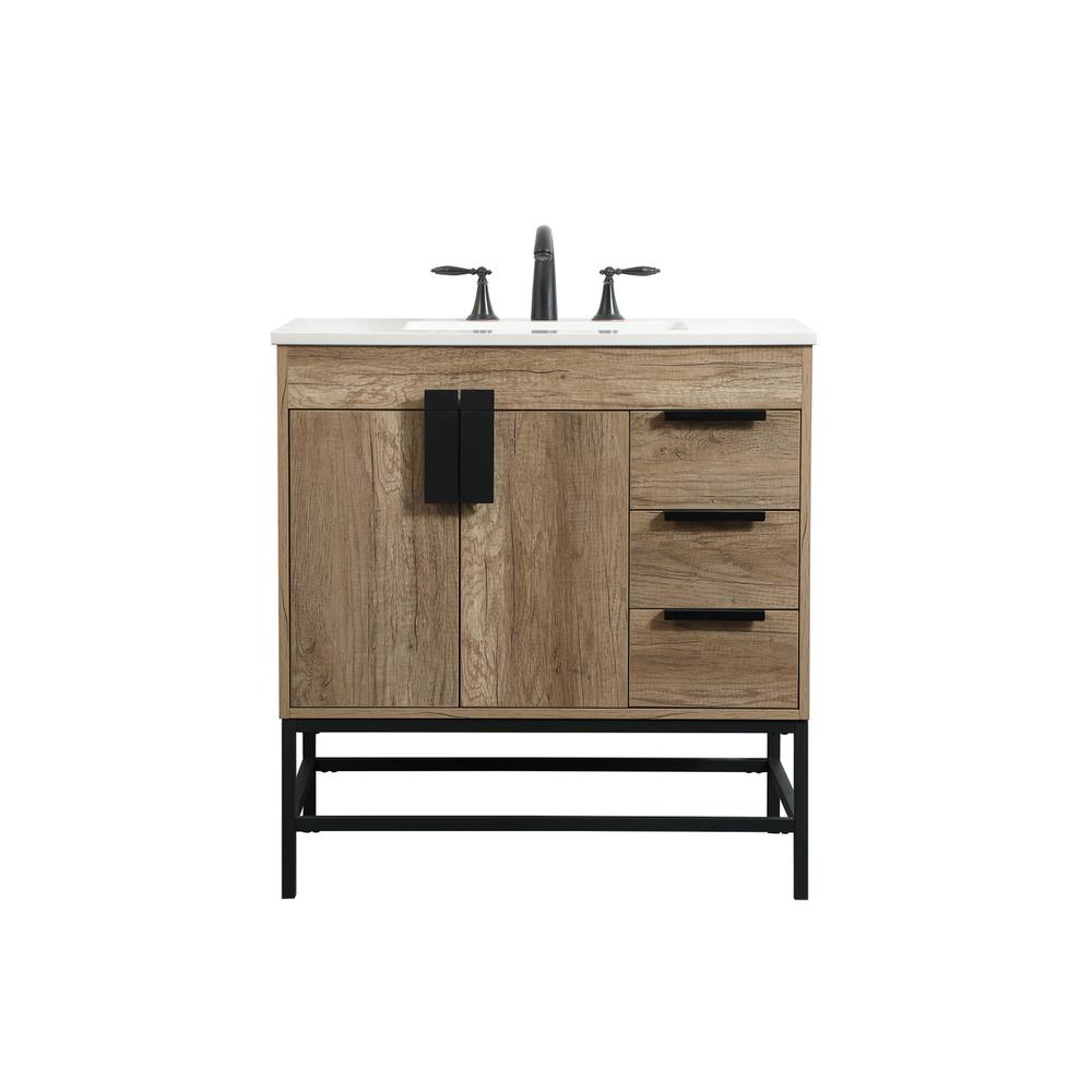 32 inch Single bathroom vanity in natural oak. Picture 1