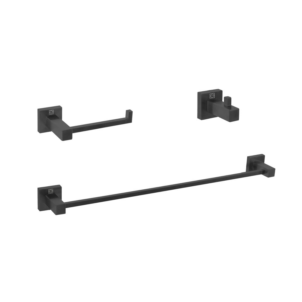 Isla 3-Piece Bathroom Hardware Set in Matte Black. Picture 1