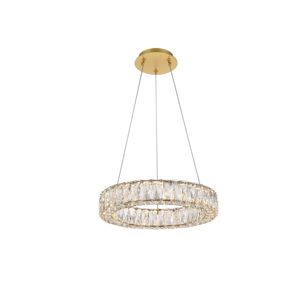 Monroe Integrated LED chip light gold Pendant Clear Royal Cut Crystal. Picture 2