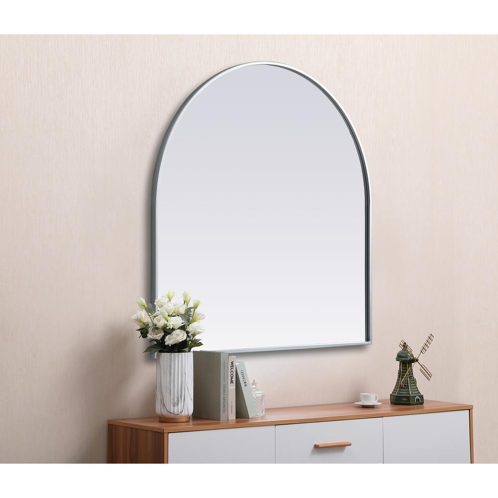 Metal Frame Arch Mirror 36x36 Inch in Silver. Picture 4