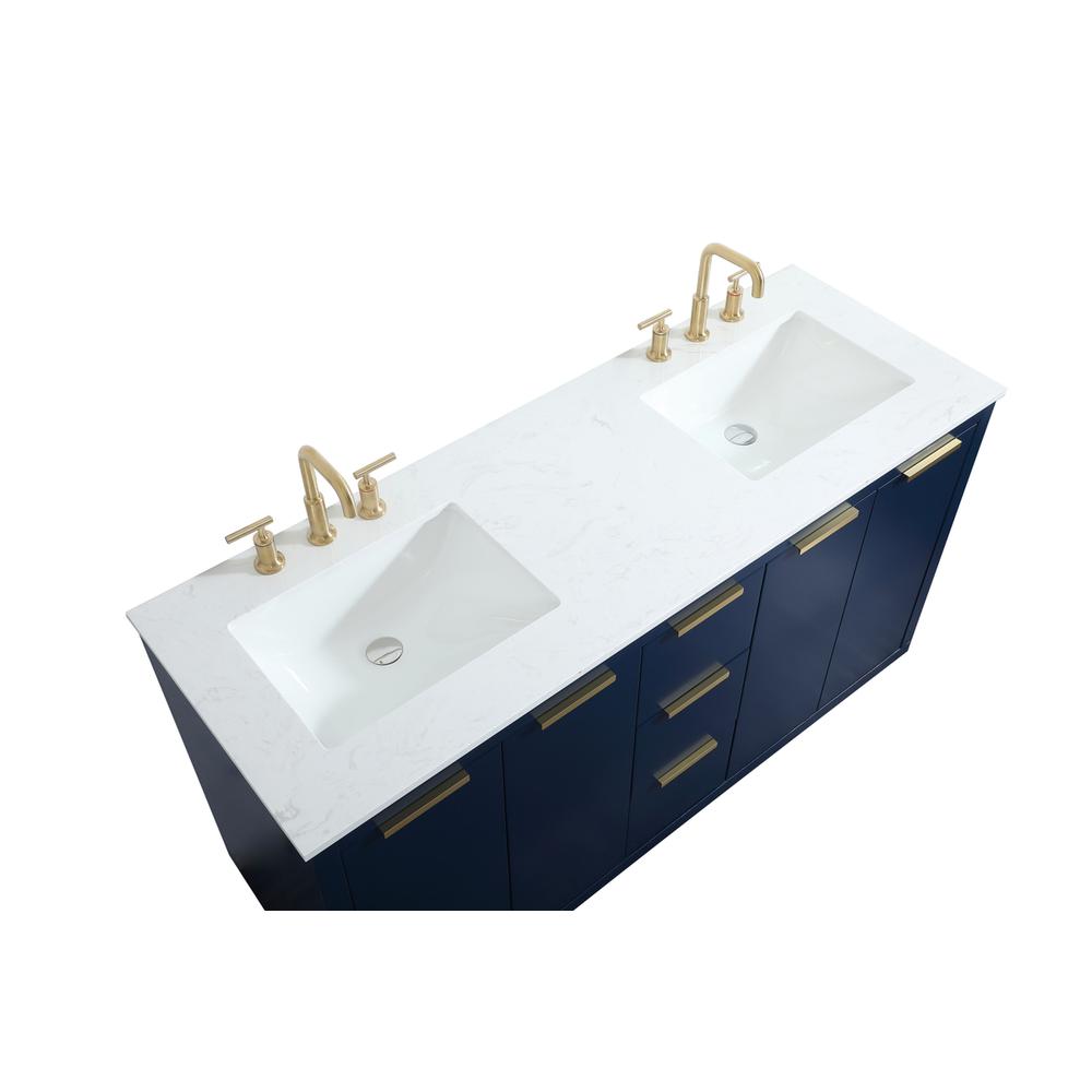 60 inch double bathroom vanity in blue. Picture 10