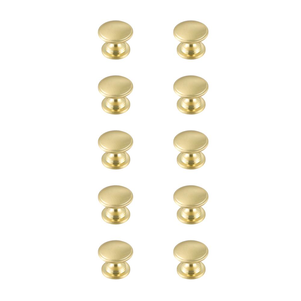 Kaid 1.2" Diameter Brushed Gold Mushroom Knob Multipack (Set of 10). Picture 1