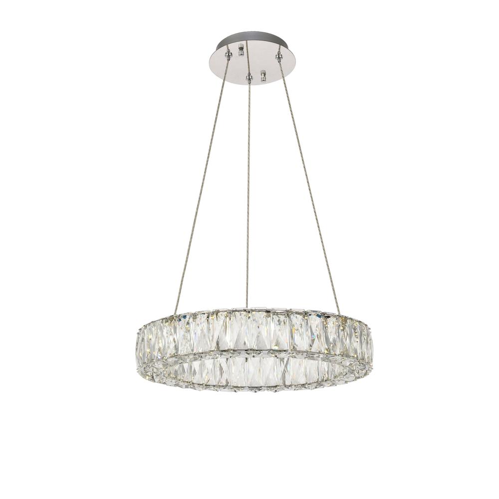 Monroe Integrated LED chip light Chrome Pendant Clear Royal Cut Crystal. Picture 1