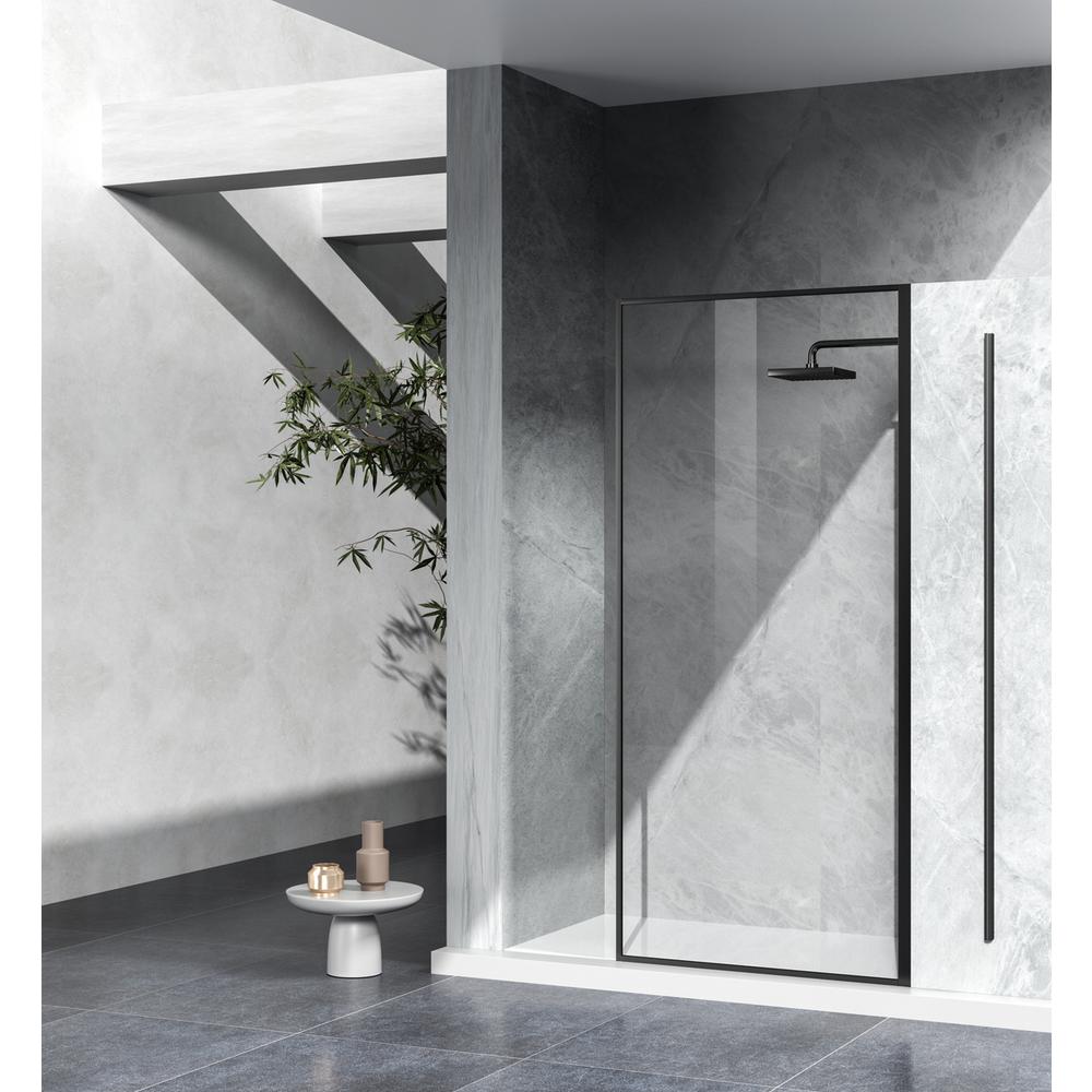Fixed framed shower door 35 x 76 Matte Black. Picture 7
