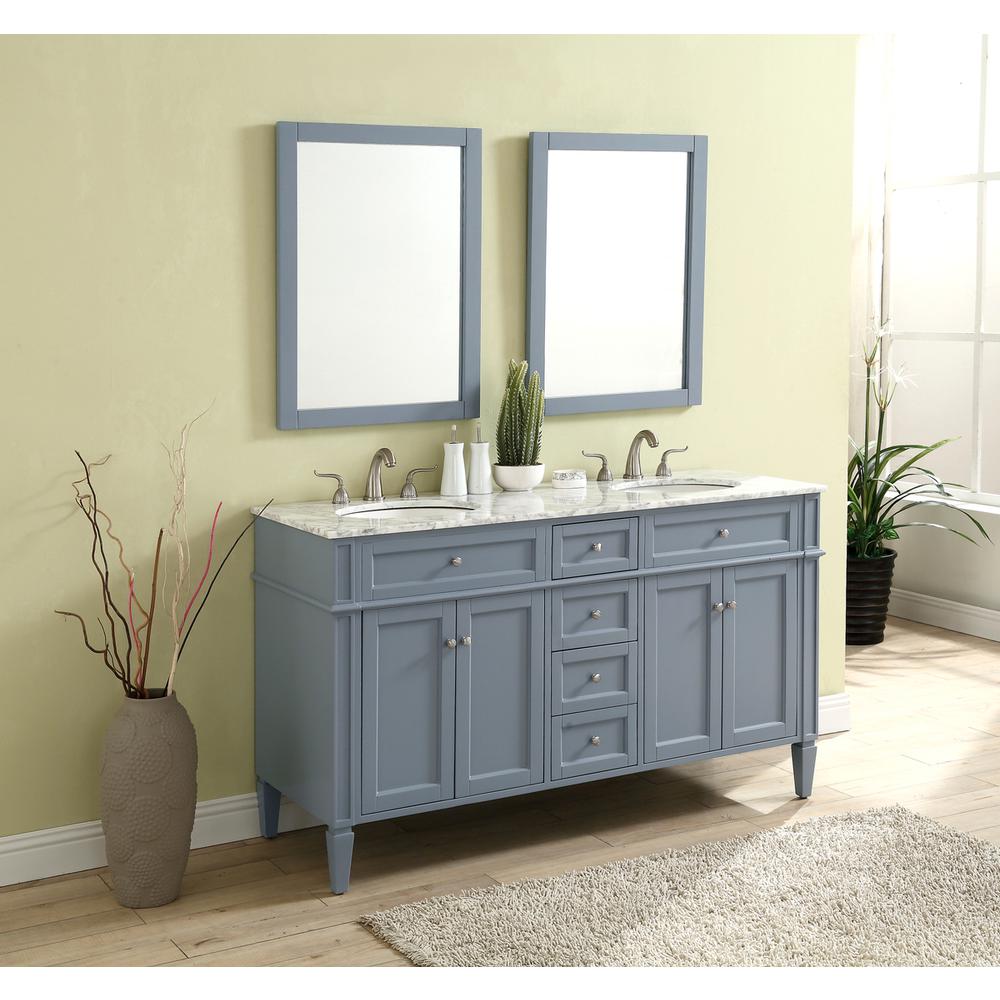 60 In. Double Bathroom Vanity Set In Grey. Picture 9