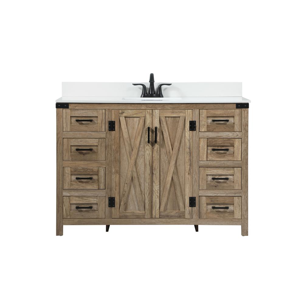 48 inch Single bathroom vanity in natural oak with backsplash. Picture 1
