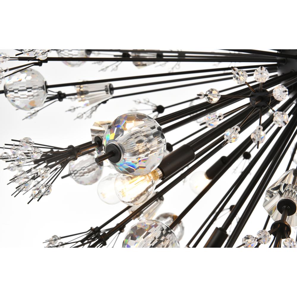 Vera 50 inch crystal starburst round pendant in black. Picture 3