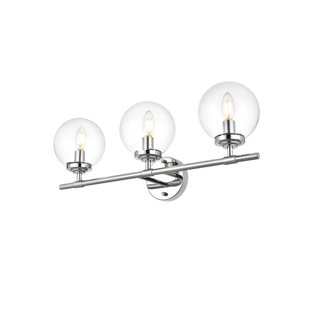 Ingrid 3 light Chrome and Clear Bath Sconce. Picture 2